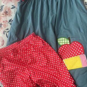 Vibrant Blue and Red Matching Set with Polka Dots